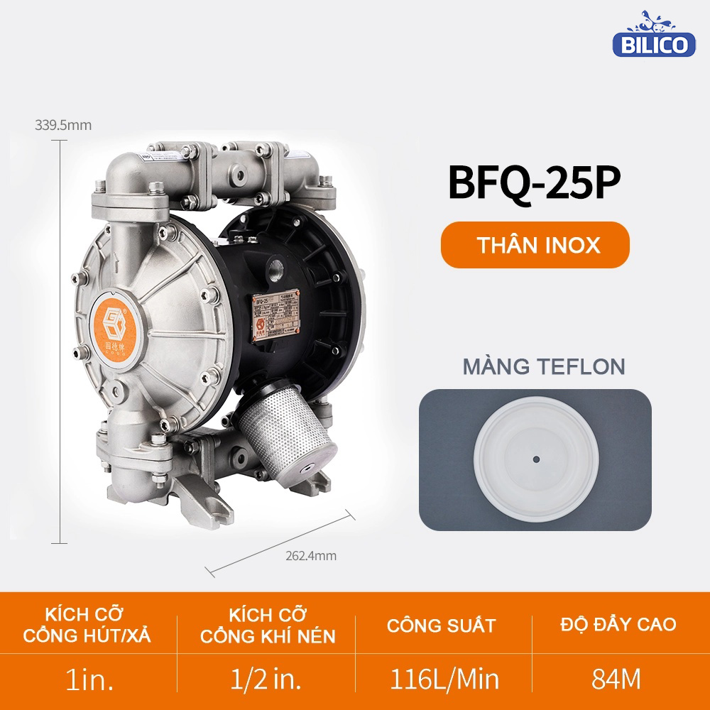 Bơm Màng Khí Nén BFQ-25 INOX