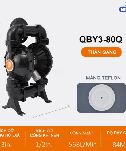 Bơm Màng Khí Nén QBY3-80 Gang