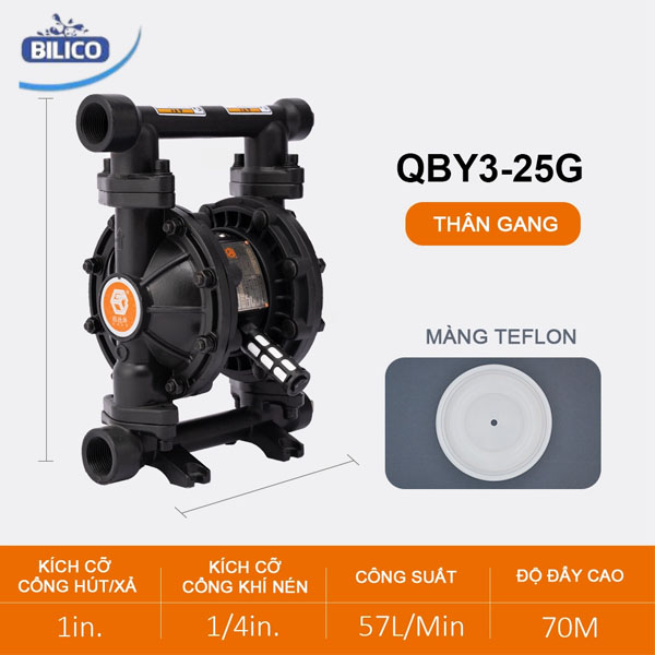 Bơm Màng Khí Nén QBY3-25 GANG