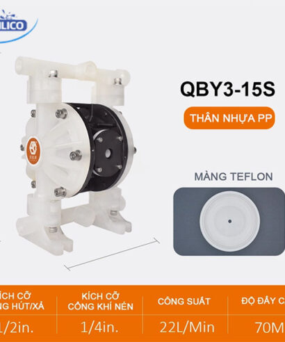 Bơm màng khí nén QBY3-15 nhựa PP