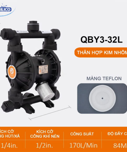 Máy Bơm Màng Khí Nén QBY3-32 HỢP KIM NHÔM