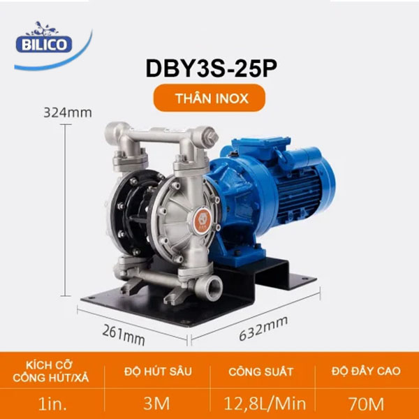 Máy bơm màng điện DBY3S-25 Inox