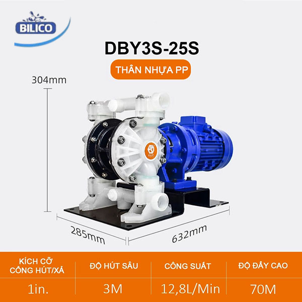 Máy bơm màng điện DBY3S-25 Nhựa PP