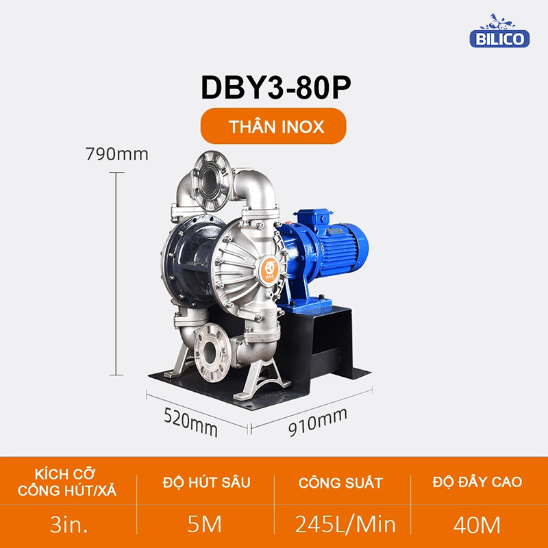 Bơm Màng Điện DBY3-80 INOX 
