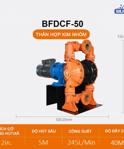 Bơm màng hóa chất điện lót Flo BFDCF-50 