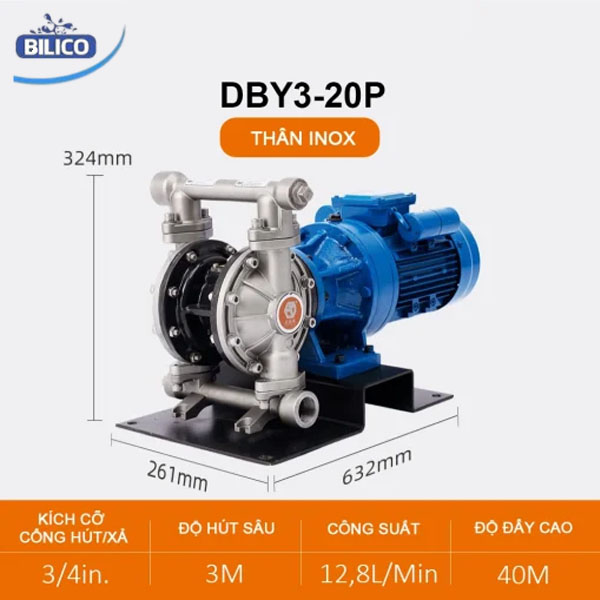 Máy bơm màng điện DBY3-20 Inox
