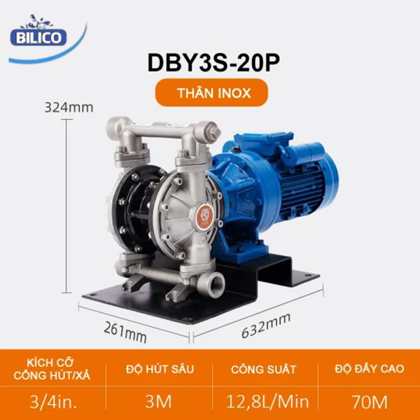 Máy bơm màng điện DBY3S-20 Inox